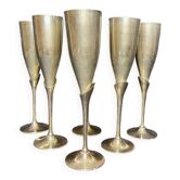 Vintage 6 silver-plated champagne flutes, 20th century