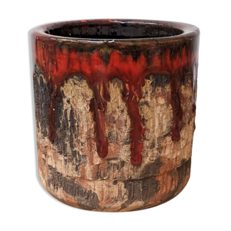 Brown and red ceramic pot