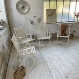 4 white wooden garden chairs