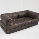 Canapé vintage en cuir patchwork des années 1970