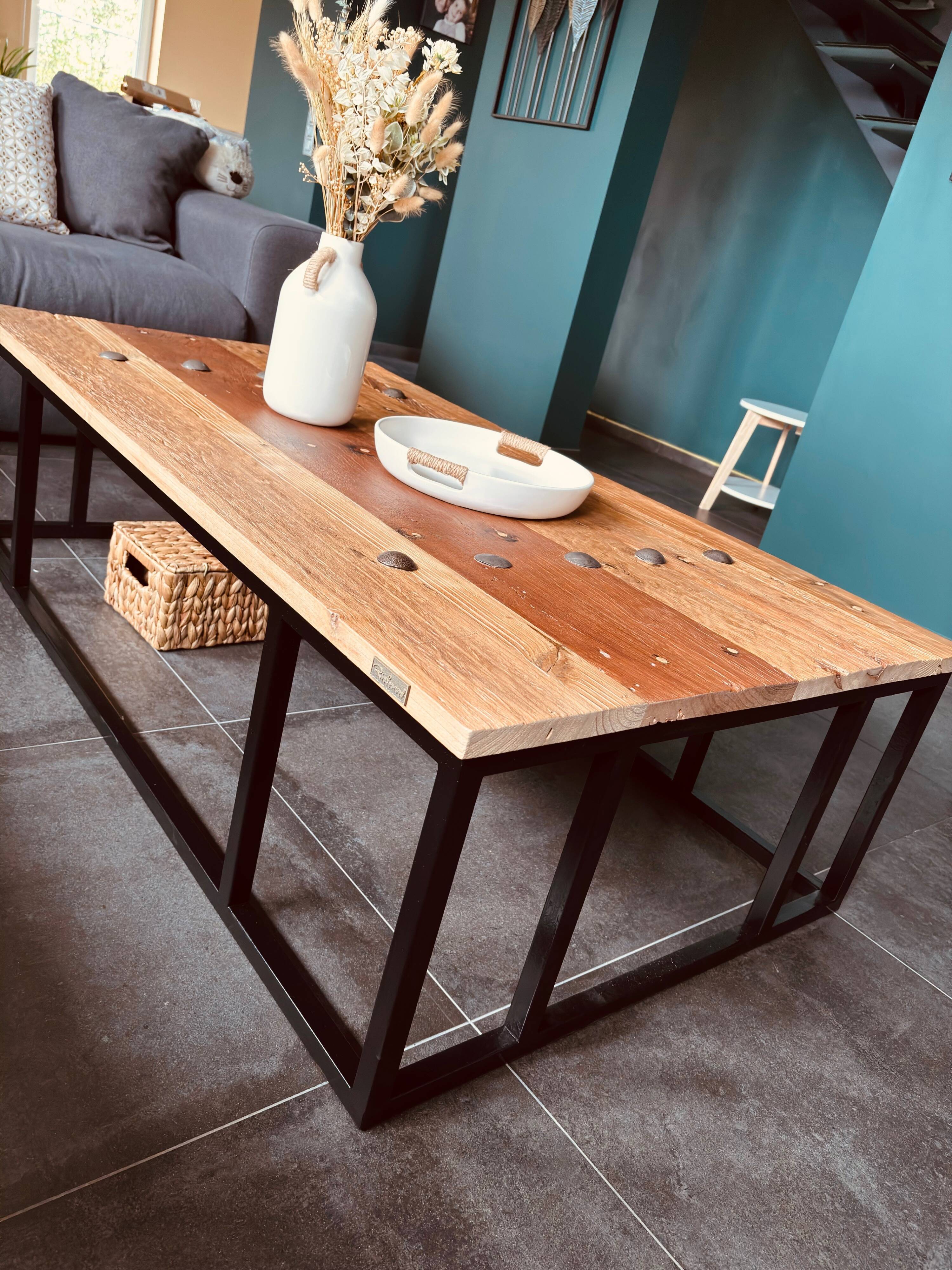 Richmond Interiors Coffee Table – Elm Wood & Metal