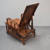 Rare Vintage Bauhaus Rattan & Bamboo Chair with Ottoman by Erich Dieckmann