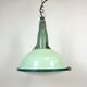 Industrial soviet green enamel pendant light with glass cover, 1960s