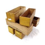 Set of 6 vintage workshop wooden storage boxes
