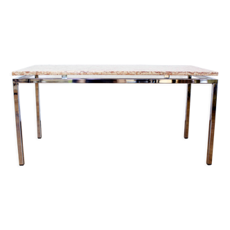 Coffee table in marble and chromed metal