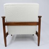 Original vintage armchair, 1960s, designer E.Homma, restored, white bouclé