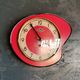 Vintage formica clock silent asymmetrical wall pendulum "Doby Matic red"