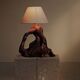 Sculptural lamp made of olive wood, around 1960.