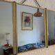 Vintage 1900 triptych mirror, golden barber woman - 27 x 67 cm