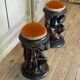 Pair of Nubian stools, polychrome sculptures, Venice circa 1880