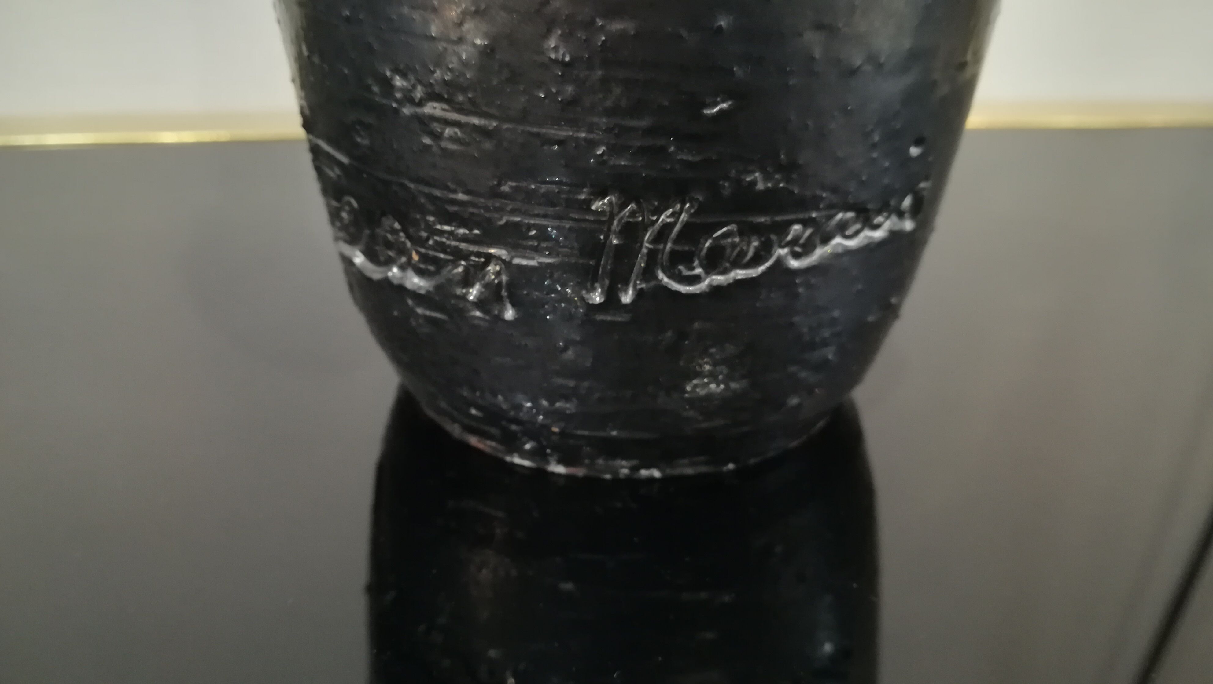 Vase of black enamelled terracotta, signed Jean Marais