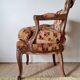 Antique cabriolet armchair in floral velvet – Louis XV style / Retro chic