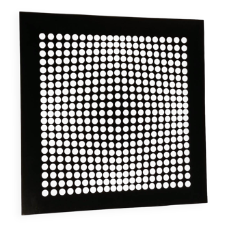 Sérigraphie Vasarely - "Cinétique Profonde" - Illusion 3D & Noir et Bl