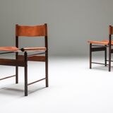 Chaises de Salle à Manger Zalszupin Jacaranda avec sièges en cuir cognac Saddle 1950