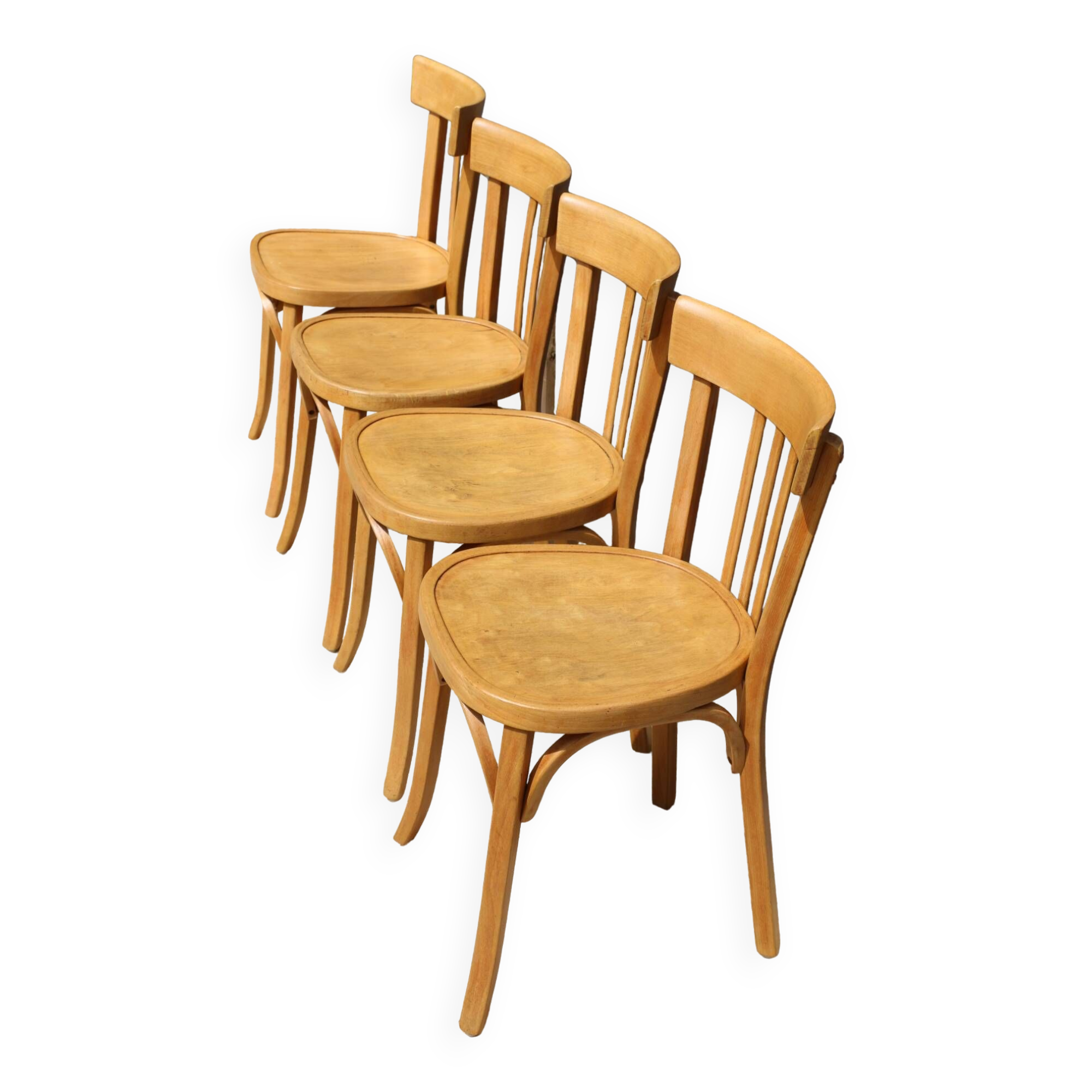 Set of 4 Baumann N°26 light beech chairs