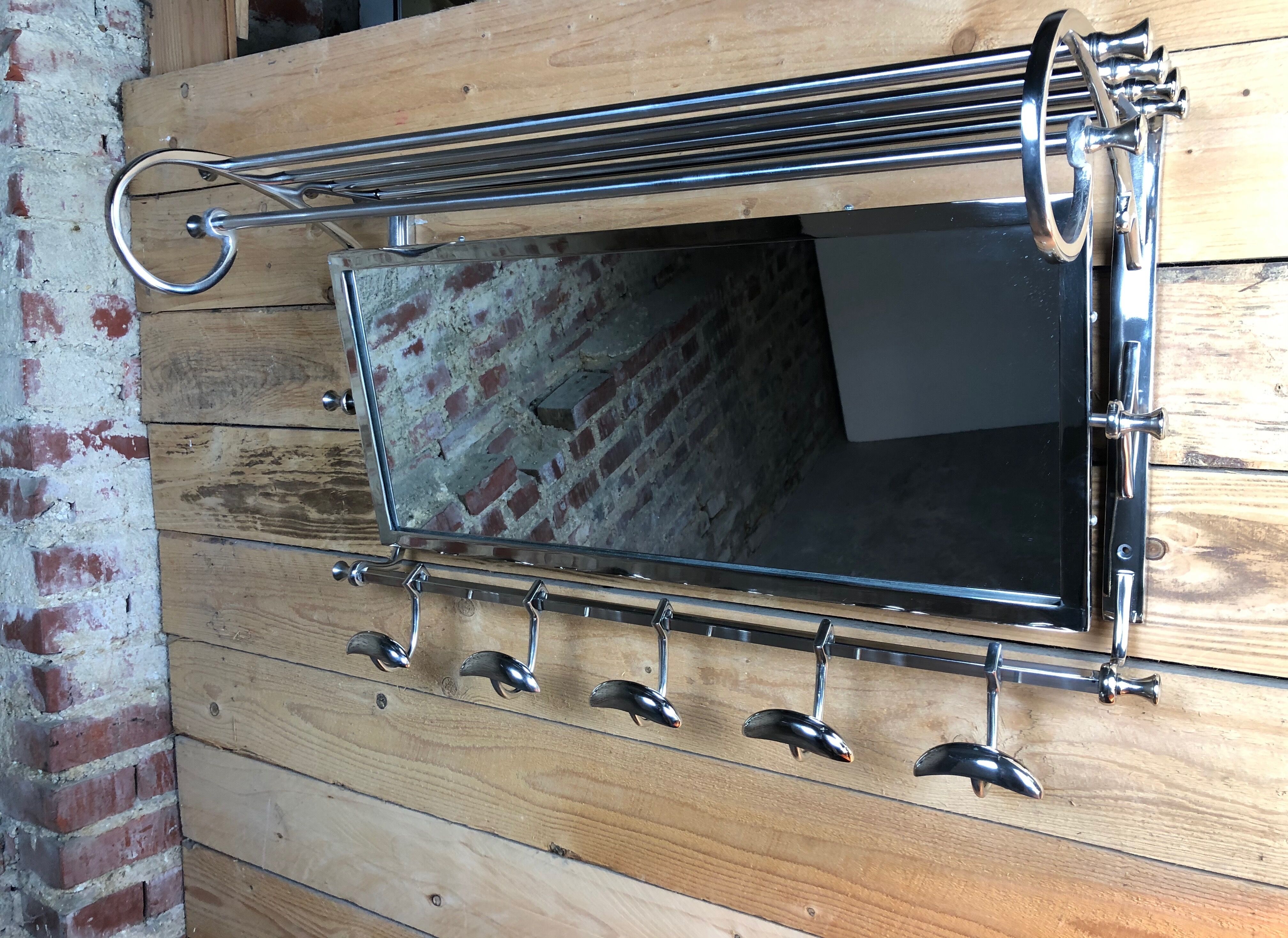 Coat holder "Vestibule" Chrome Art Deco style long 79 cm