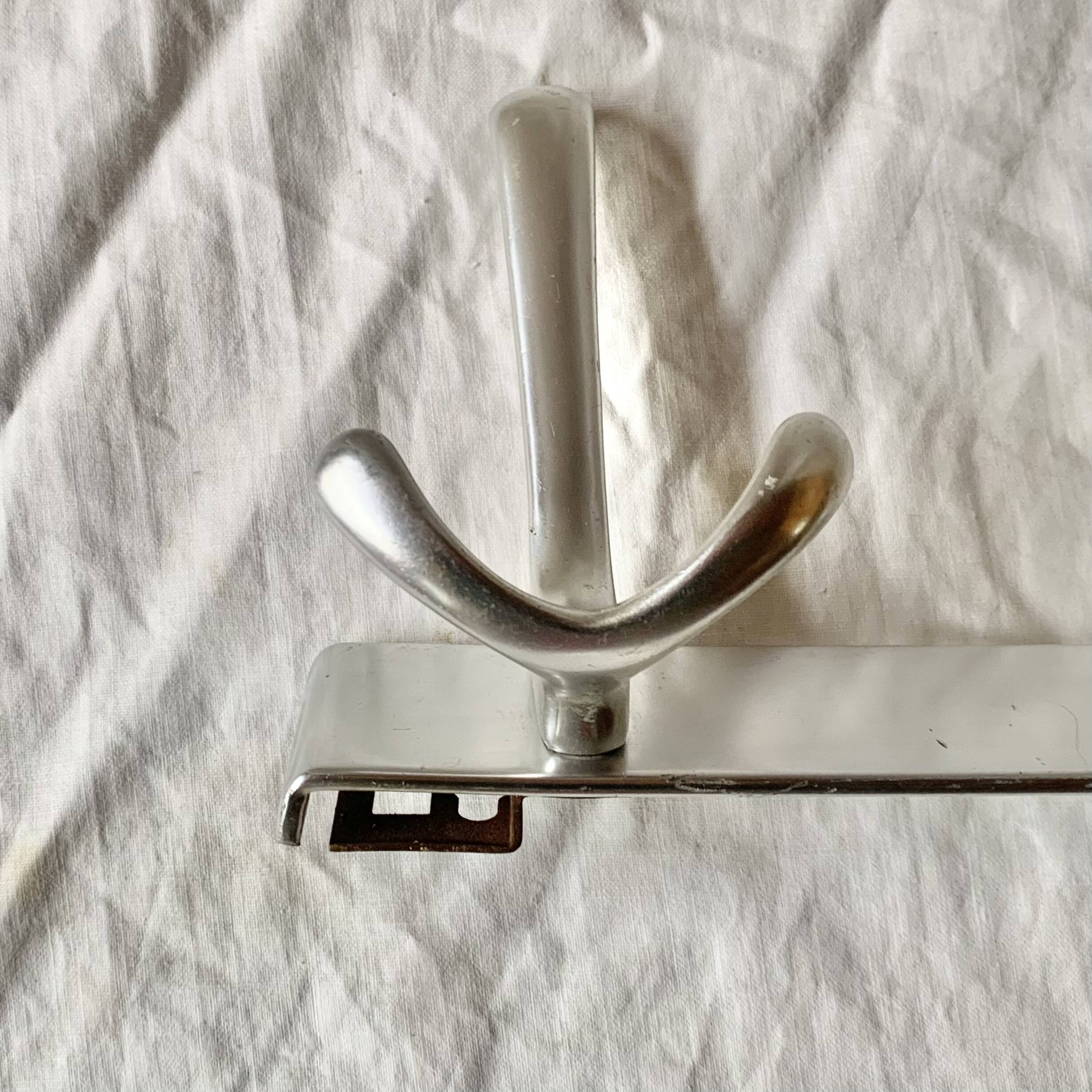 Vintage aluminum coat rack with three hooks