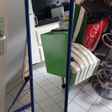 Adjustable mirror on vintage blue tubular structure stand