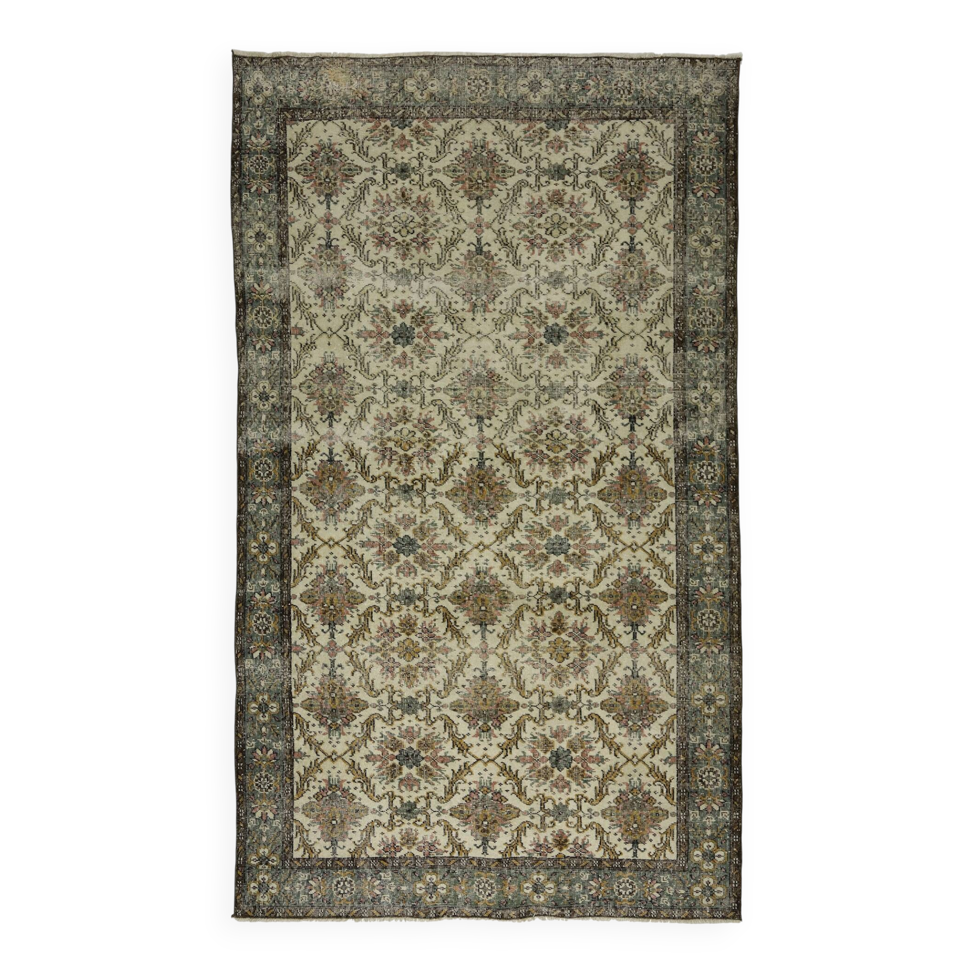 Tapis Vintage Turc – Tons Café & Beige – Noué à la main – 298 × 170 cm