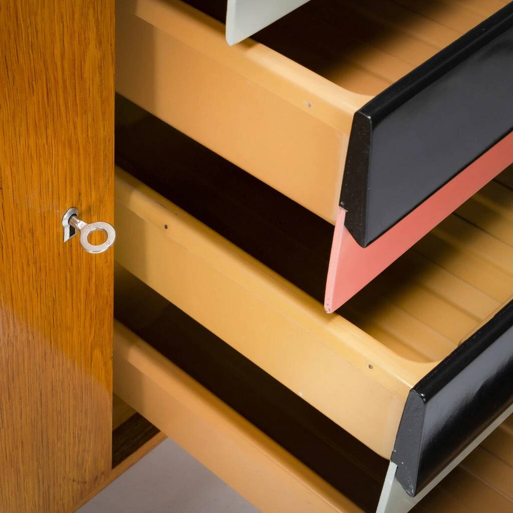 Original U-458 cabinet designed by Jiří Jiroutek in 1958 -  Black & Pink