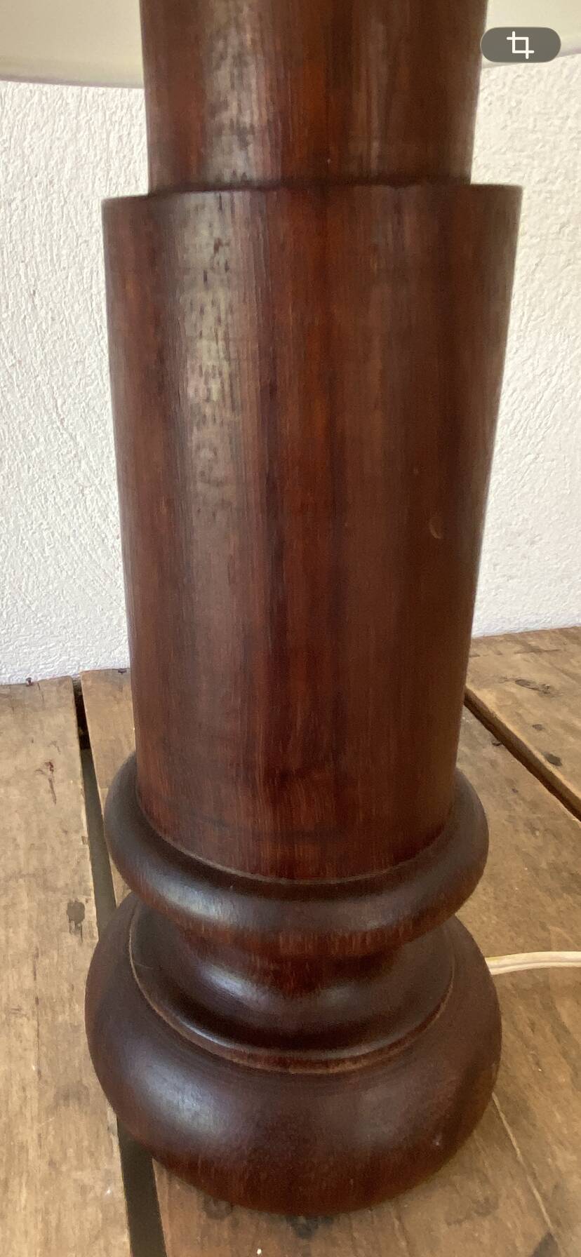 Wooden lamp, fabric cable 2M, cotton shade