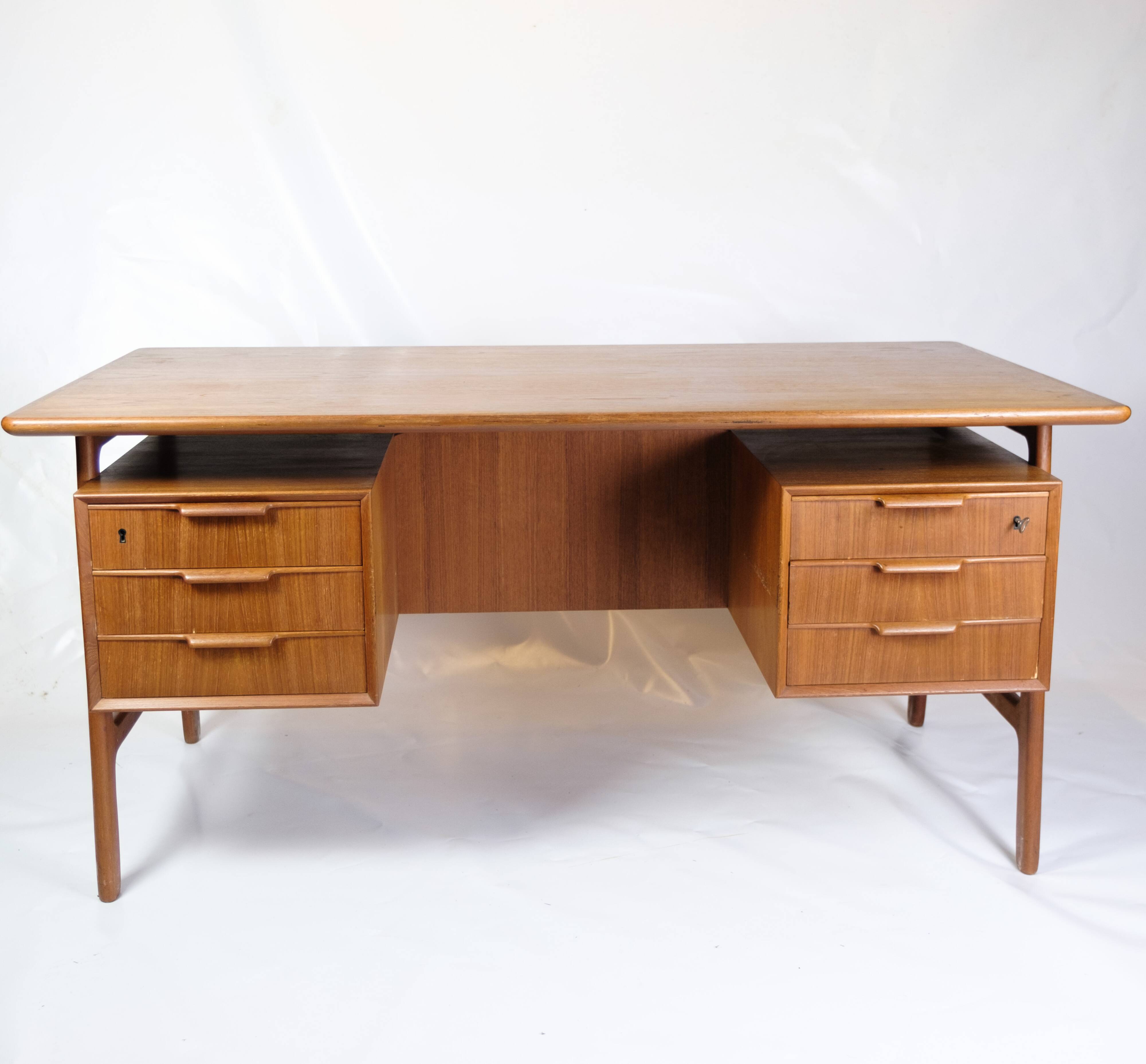Desk Model 75 Made In Teak By Omann Junior Møbelfabrik From 1960s