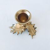 Candlestick in brass holly design