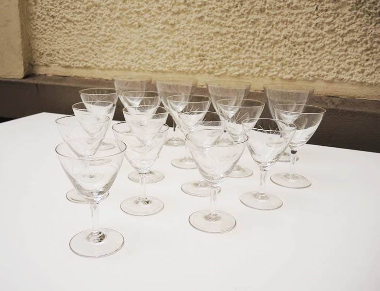 8 Old Art Deco Stemmed Glasses