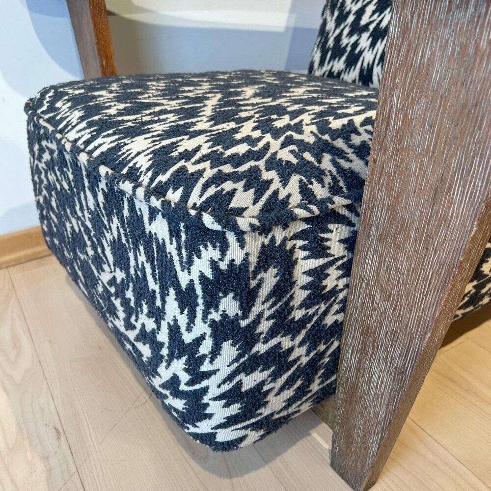 Art Deco Limed Oak Club Chair from De Coene, Belgium, 1930s