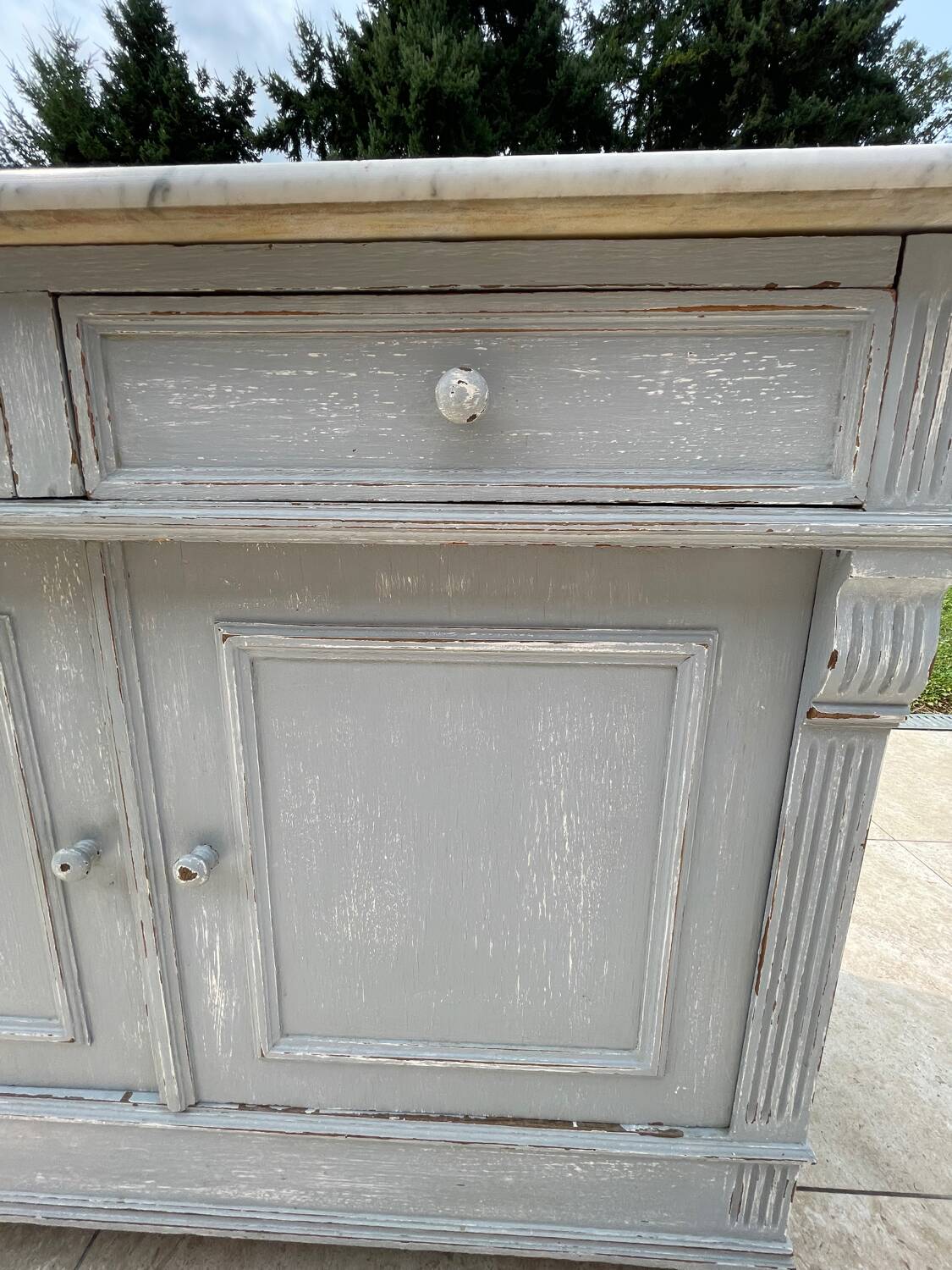 Antique bathroom cabinet with marble
