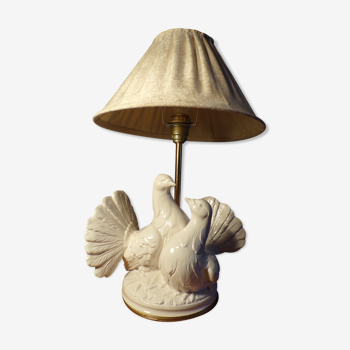Lampe 2 colombes céramique
