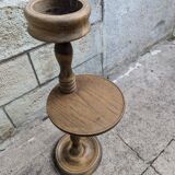 Vintage turned wood ashtray on stand - Height 55 cm - Rustic style