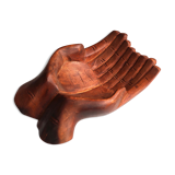 Empty pocket, hands joined in carved wood, 70s