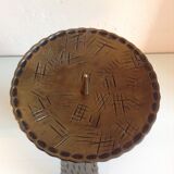 Brutalist candle holder tripod in golden metal / vintage 60s-70s