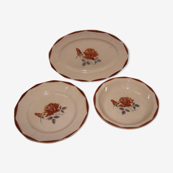 3 serving dishes, Digoin, sarreguemines earthenware from 1930/40