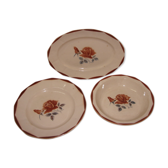 3 serving dishes, Digoin, sarreguemines earthenware from 1930/40