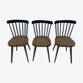 Lot de trois chaises Baumann années 70