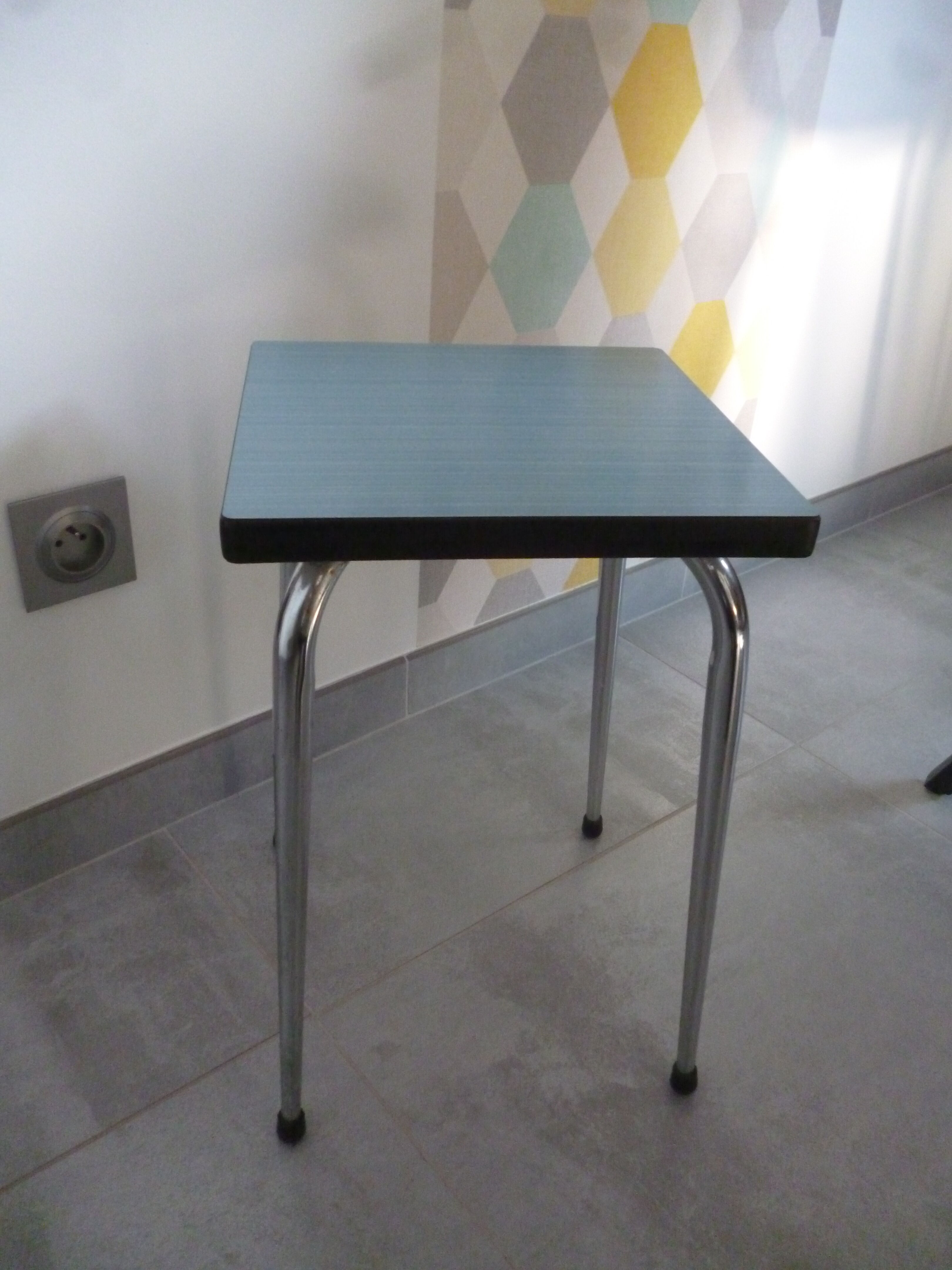 Blue Formica stool