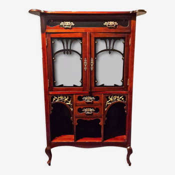 Cabinet art nouveau orientalist in mahogany, 1900s