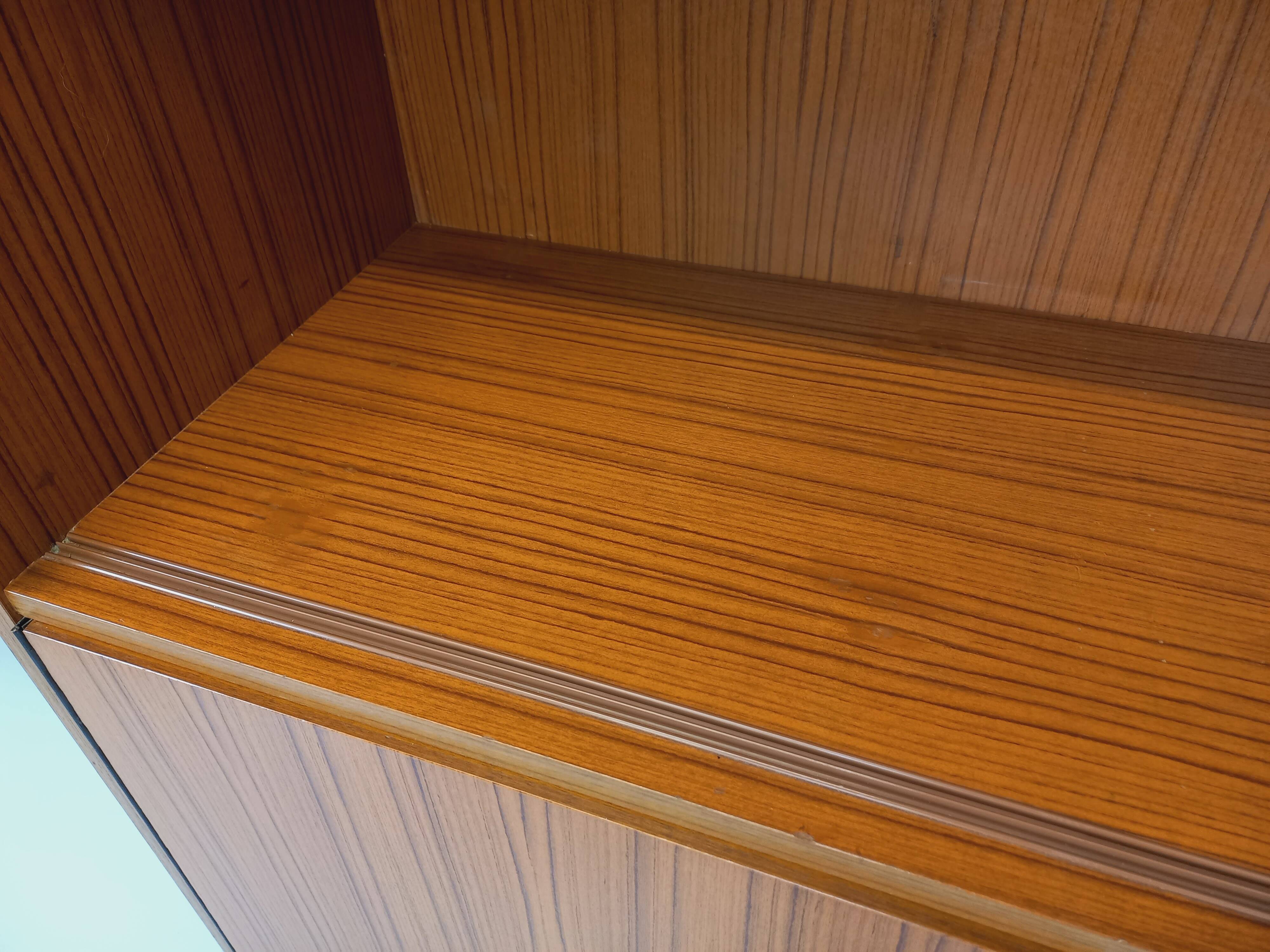 Vintage Scandinavian style storage bookcase in melamine and teak from the 60s