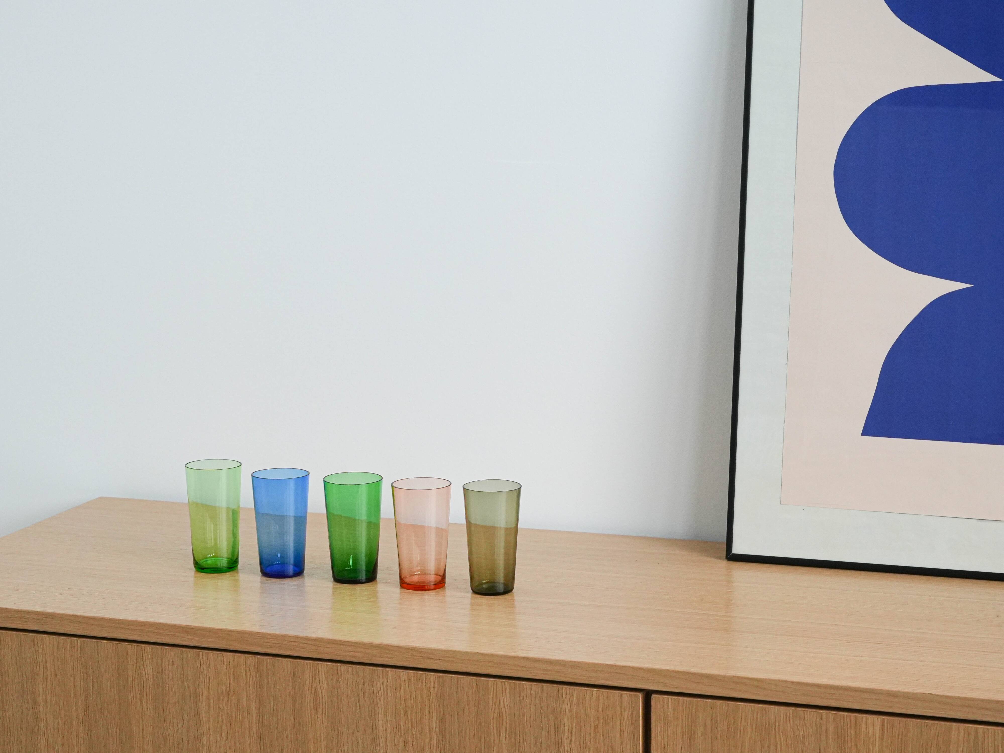 Set of coloured glasses, Finnish design, 1950s, designer: Tapio Wirkkala