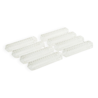Set of 8 rectangular crystal knife rests, 1950