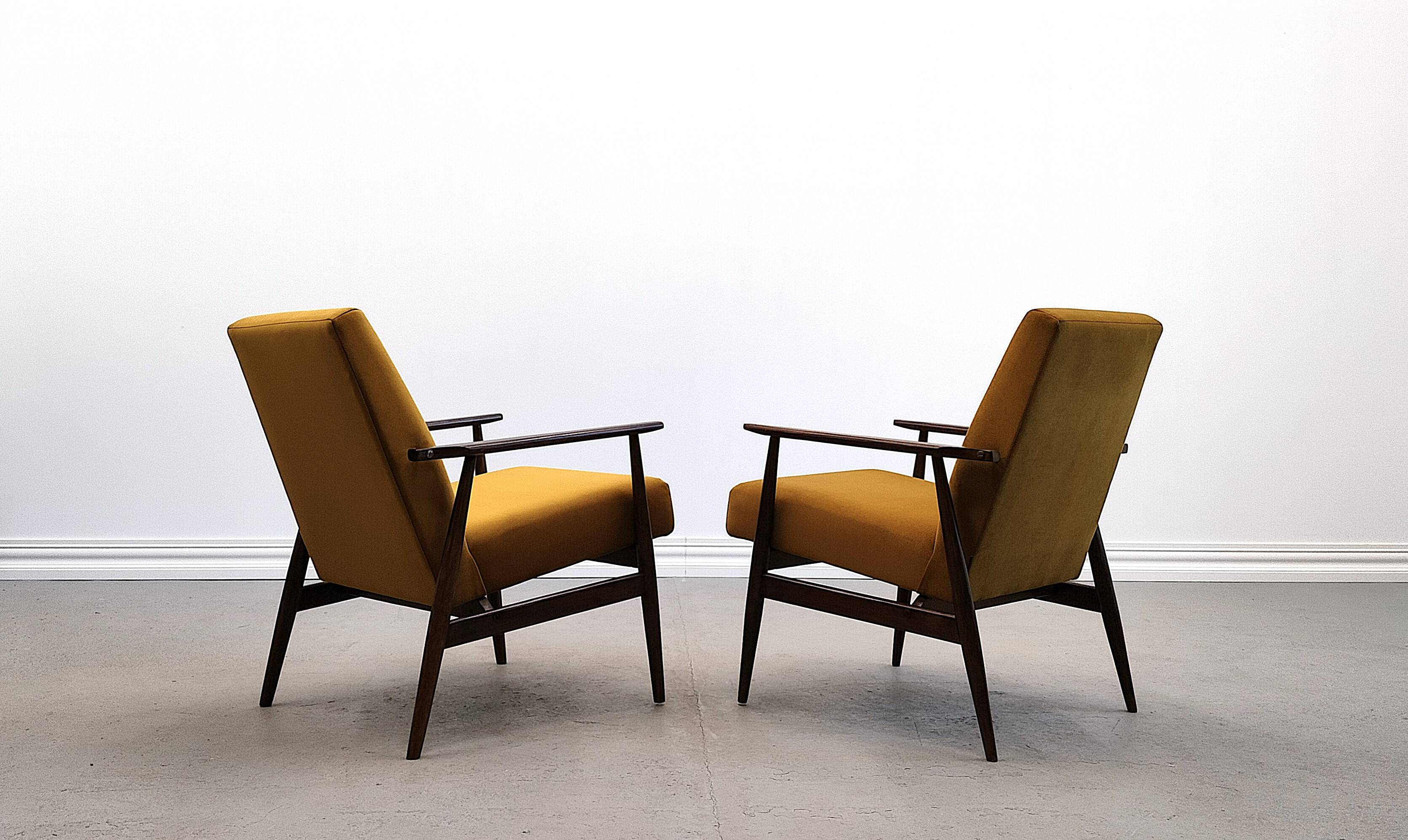 1960 Henryk Lis Mid Century armchair in Goldenrod velvet