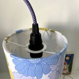 Vintage fabric blue flower lamp