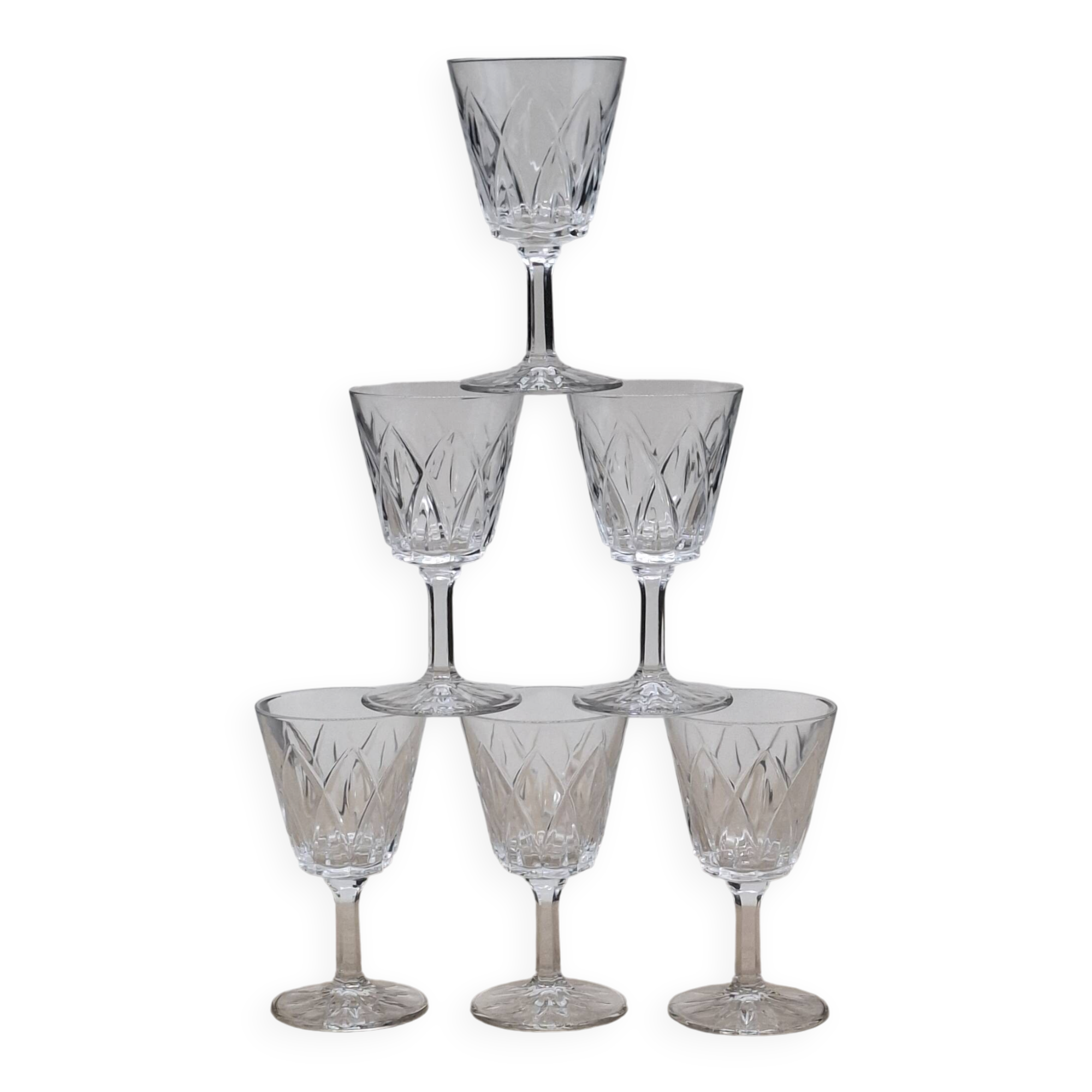Set of 6 chiseled ribbed glasses