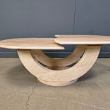 Vintage two tier travertine coffee table, 1970s