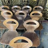 Suite of 10 bistro chairs model Ant by Baumann