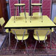 Roger Breton yellow formica set for Tublac, table, 6 chairs, 2 stools, 60s
