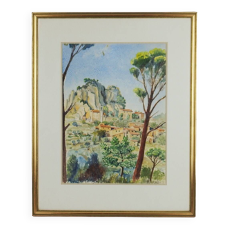 "La Roque Alric" watercolor on paper by Gabriel Kissling