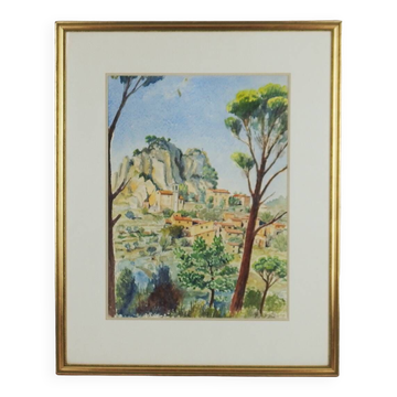 "La Roque Alric" watercolor on paper by Gabriel Kissling